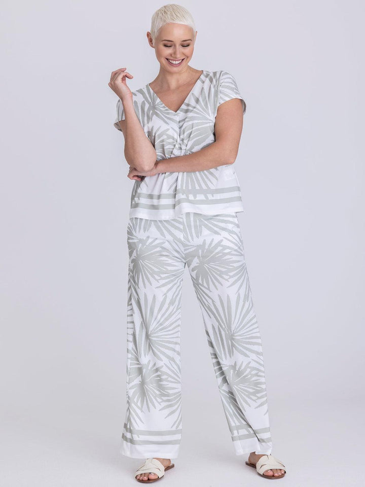 Tuzzi V Neck Top In Sage Print 415402-Nicola Ross