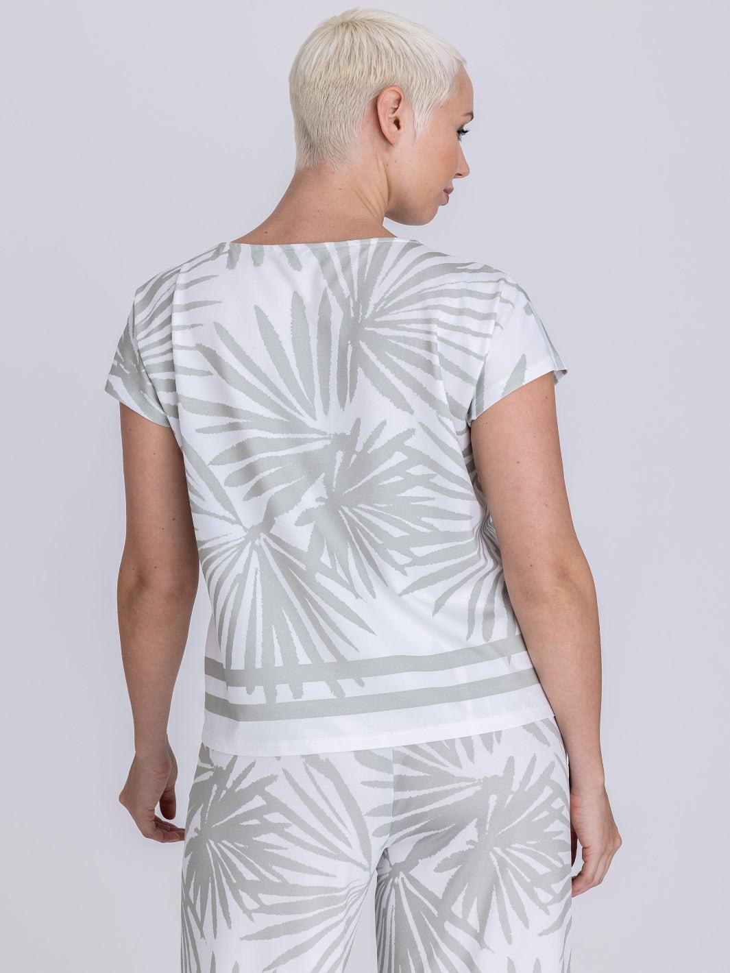 Tuzzi V Neck Top In Sage Print 415402-Nicola Ross