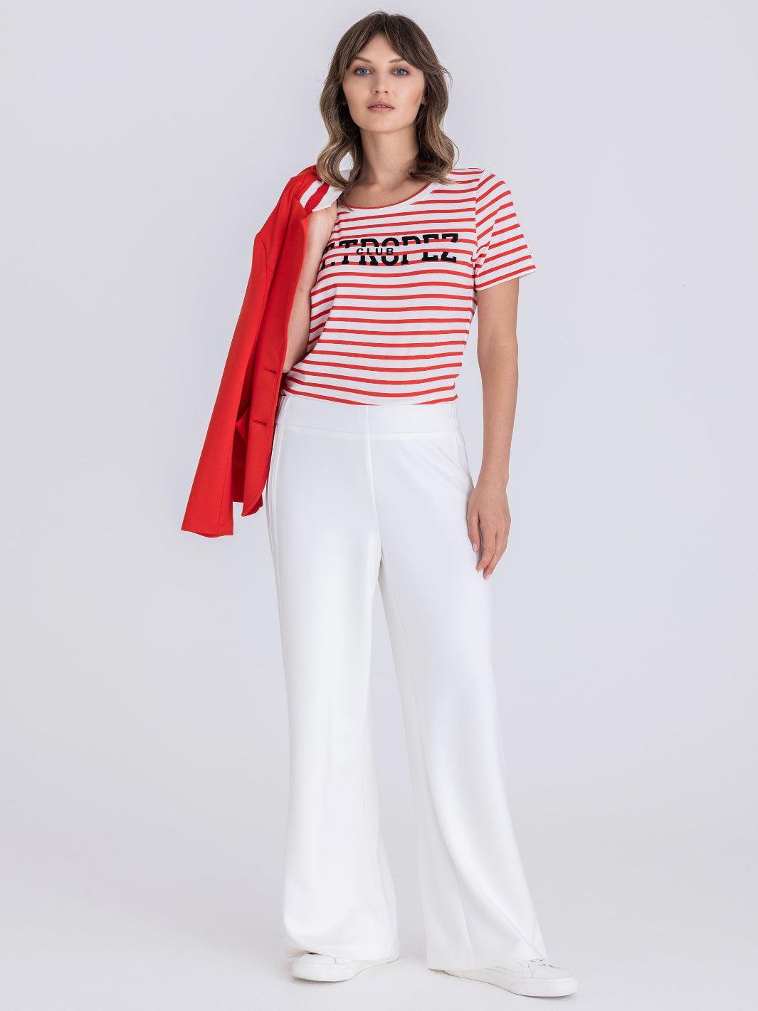 Tuzzi Wide Leg Trousers In Ecru 451601-Nicola Ross
