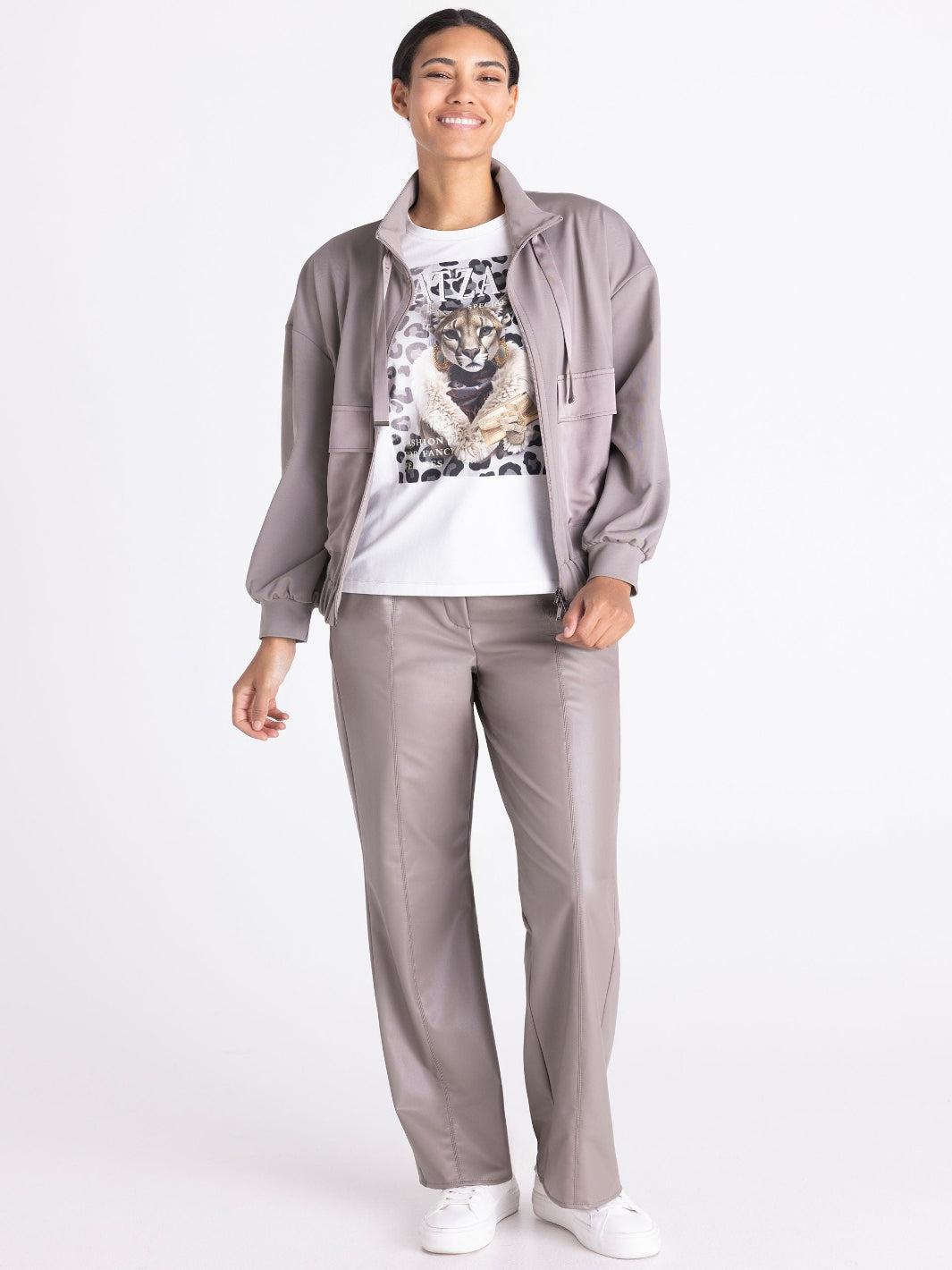 Tuzzi Zip Jacket In Taupe 424300-Nicola Ross