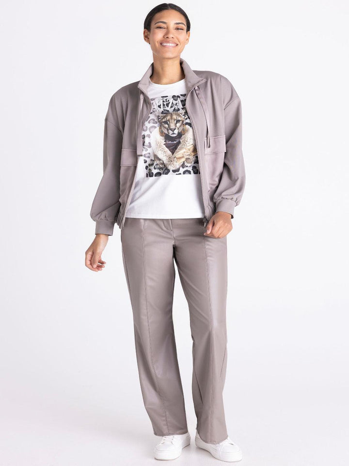 Tuzzi Zip Jacket In Taupe 424300-Nicola Ross