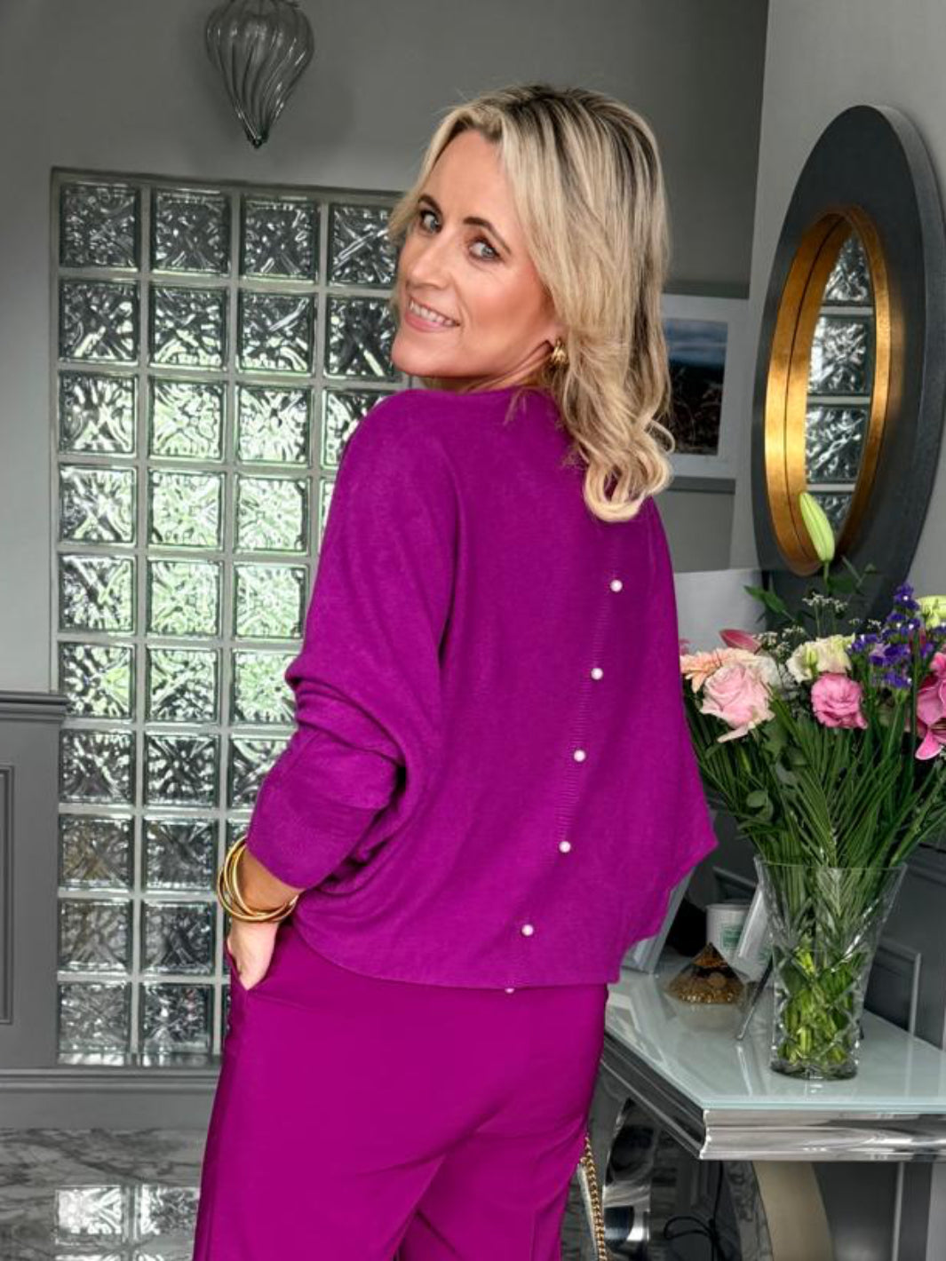 Kate & Pippa Elba Pearl Knit In Magenta