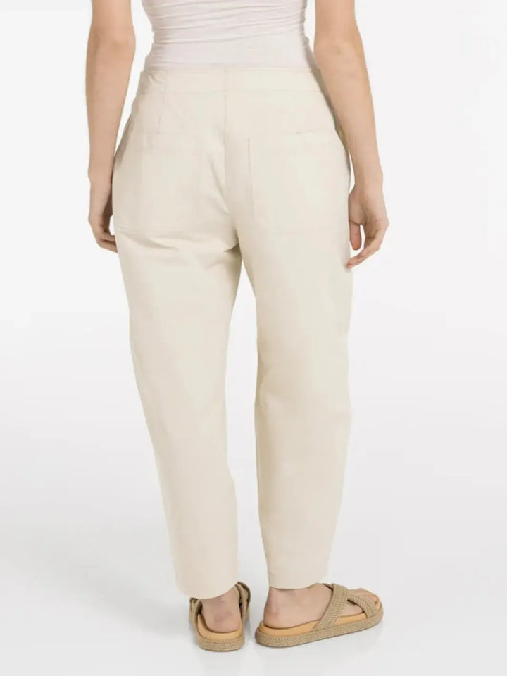 Yaya High Waist Barrel Leg Trousers in Sand 301250-Nicola Ross