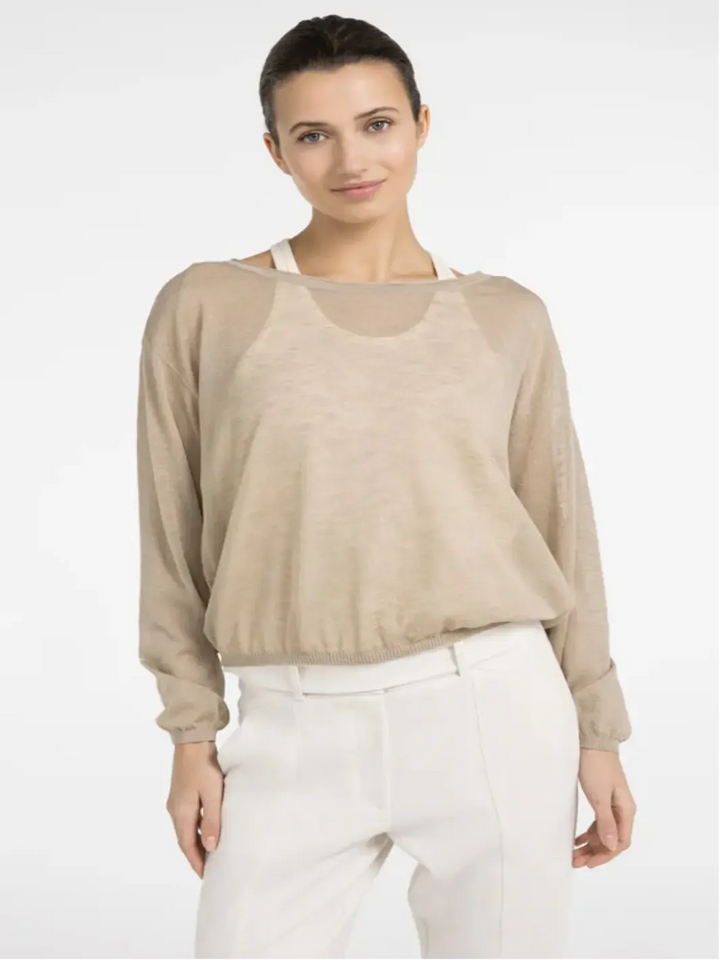 Yaya Lightweight Twinset Knit in Brown 000954-Nicola Ross