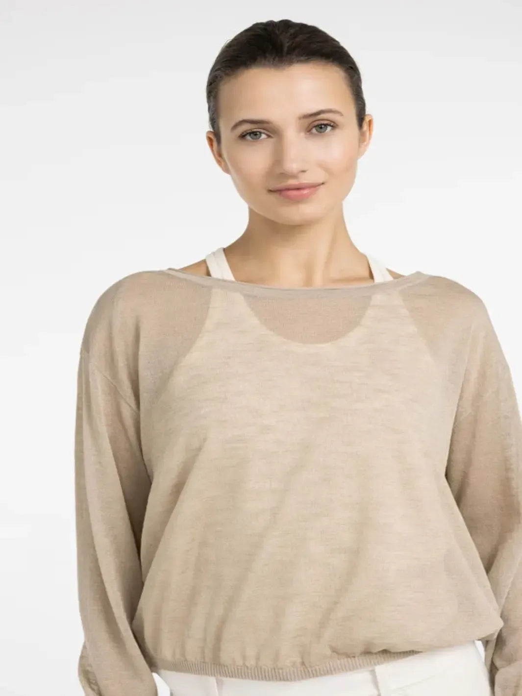 Yaya Lightweight Twinset Knit in Brown 000954-Nicola Ross