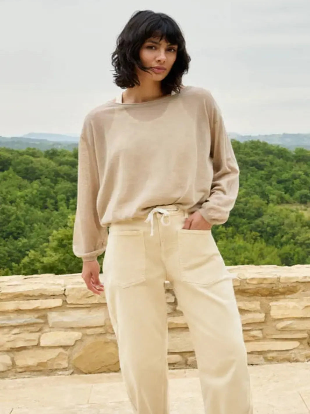 Yaya Lightweight Twinset Knit in Brown 000954-Nicola Ross