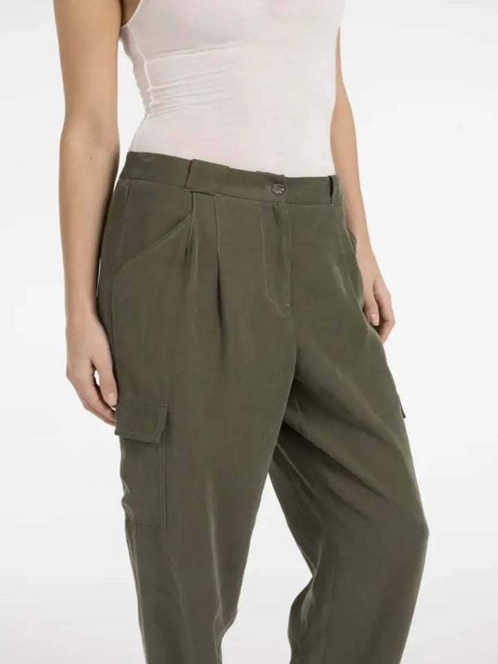 Yaya Relaxed Cargo Trousers in Army Green 301254-Nicola Ross