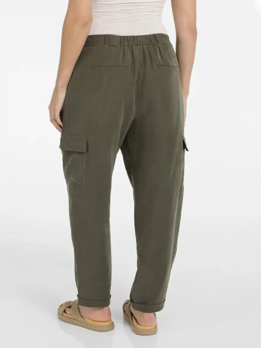 Yaya Relaxed Cargo Trousers in Army Green 301254-Nicola Ross