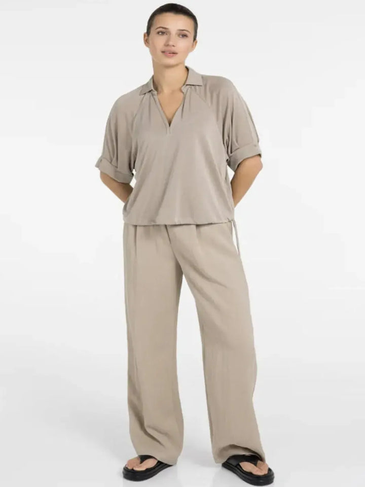 Yaya Relaxed Top In Brown 709831-Nicola Ross