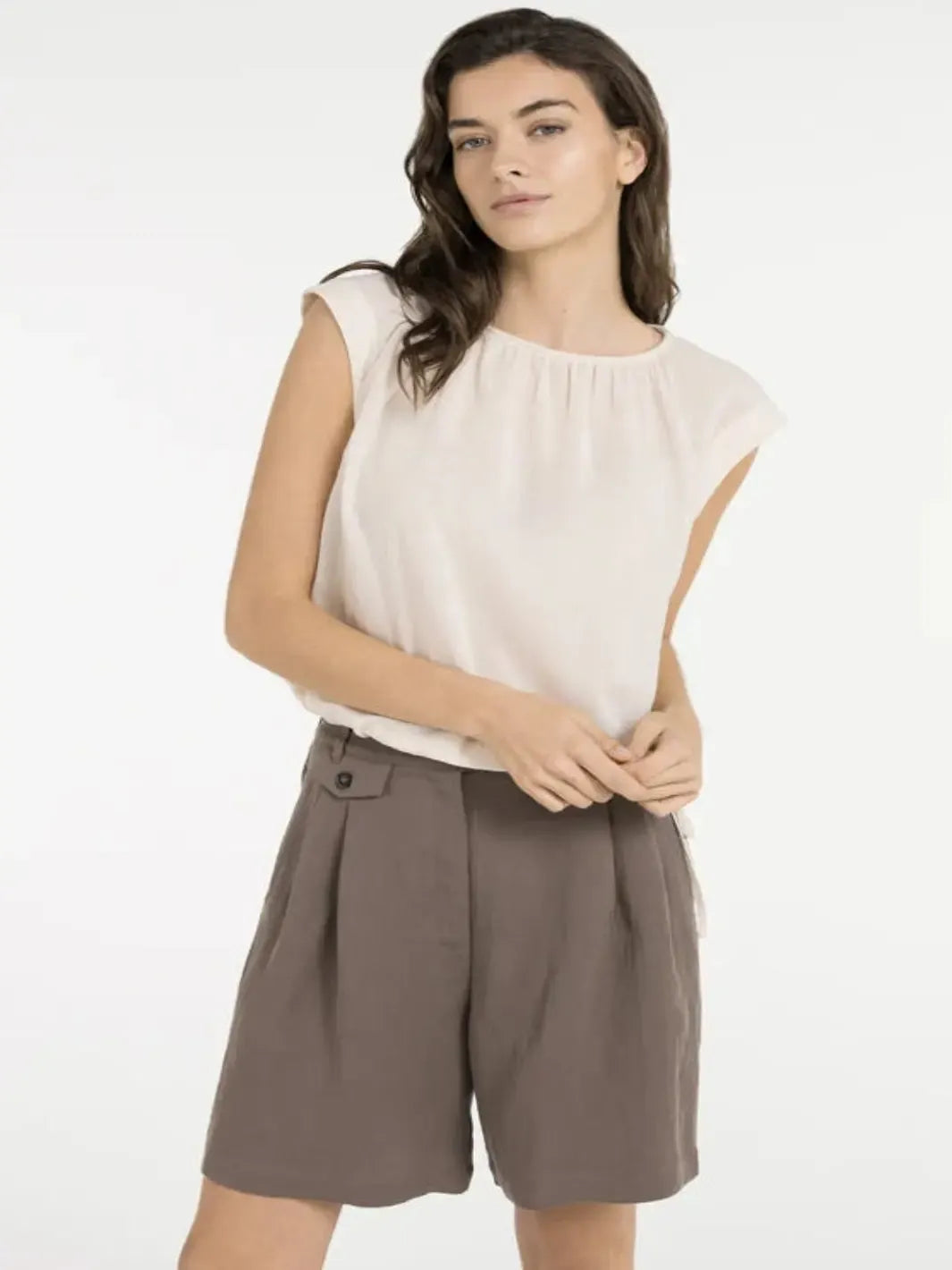 Yaya Sleeveless Top in Cream 701370-Nicola Ross