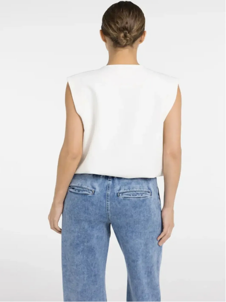 Yaya Sleeveless Zip Jacket in White 511051-Nicola Ross