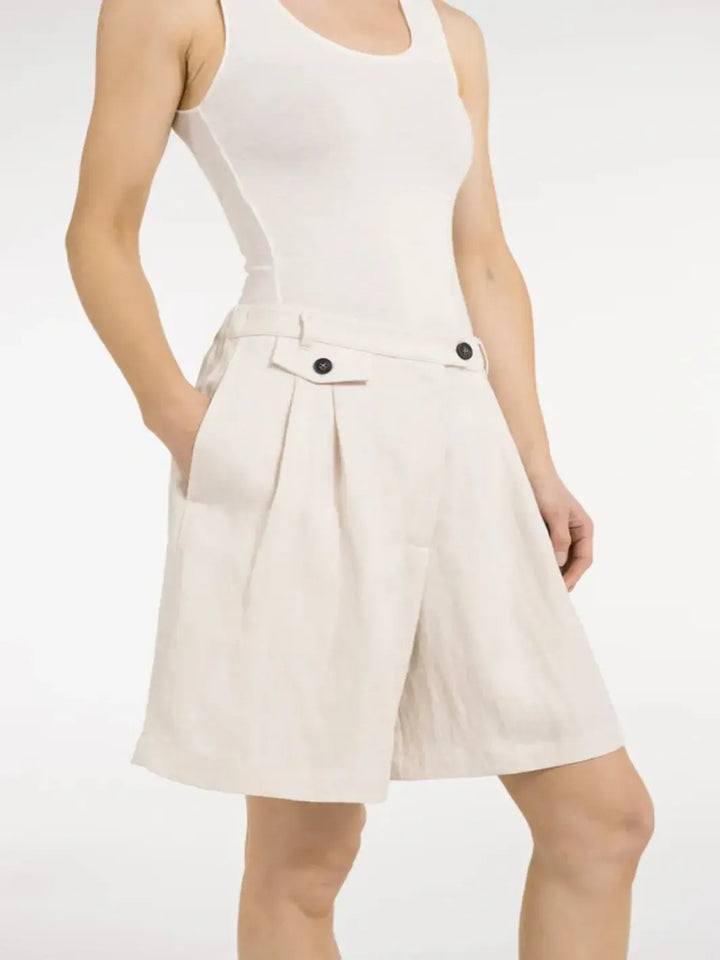 Yaya Tailored Bermuda Shorts in Cream 321032-Nicola Ross