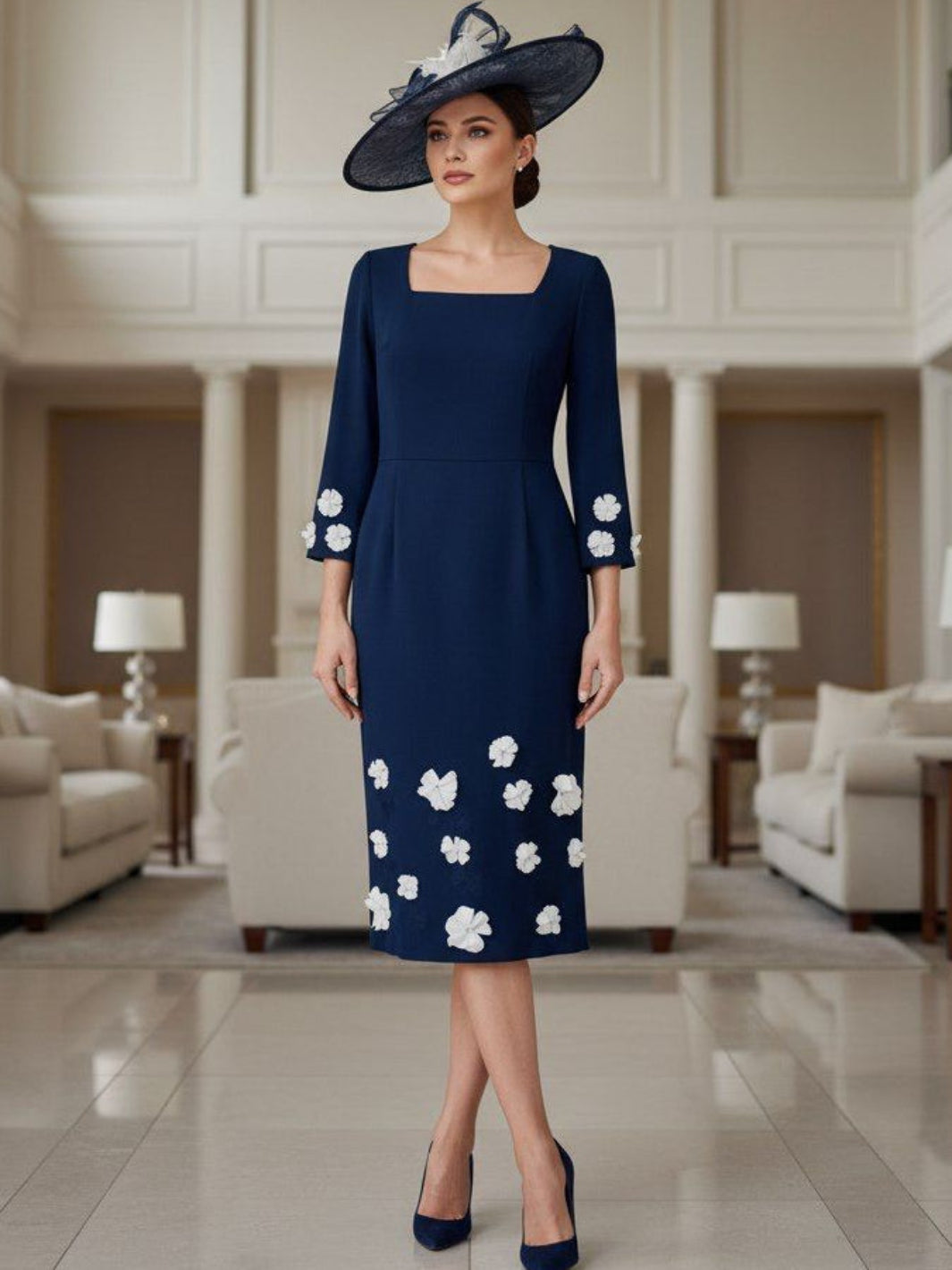 Lizabella Midi Dress In Navy 2492-40