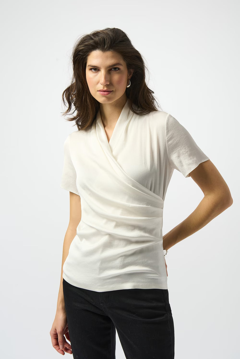 Joseph Ribkoff Casual V-neck Pullover In Winter White 253237