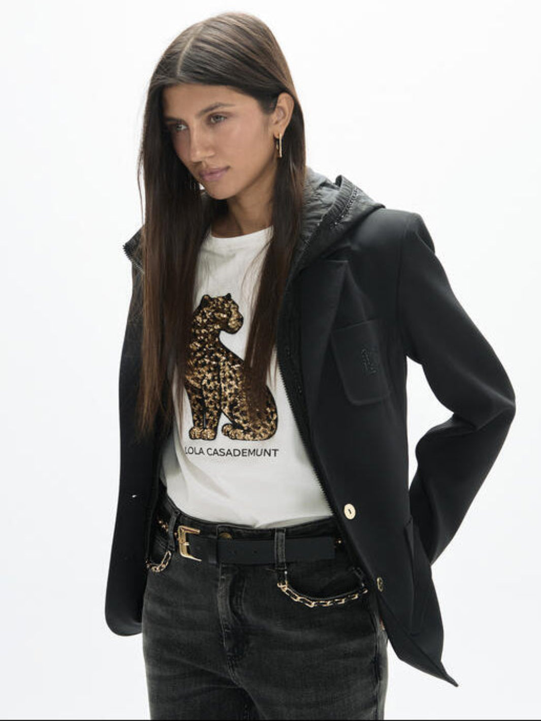 Lola Casademunt Layered Blazer Jacket in Black 2602011