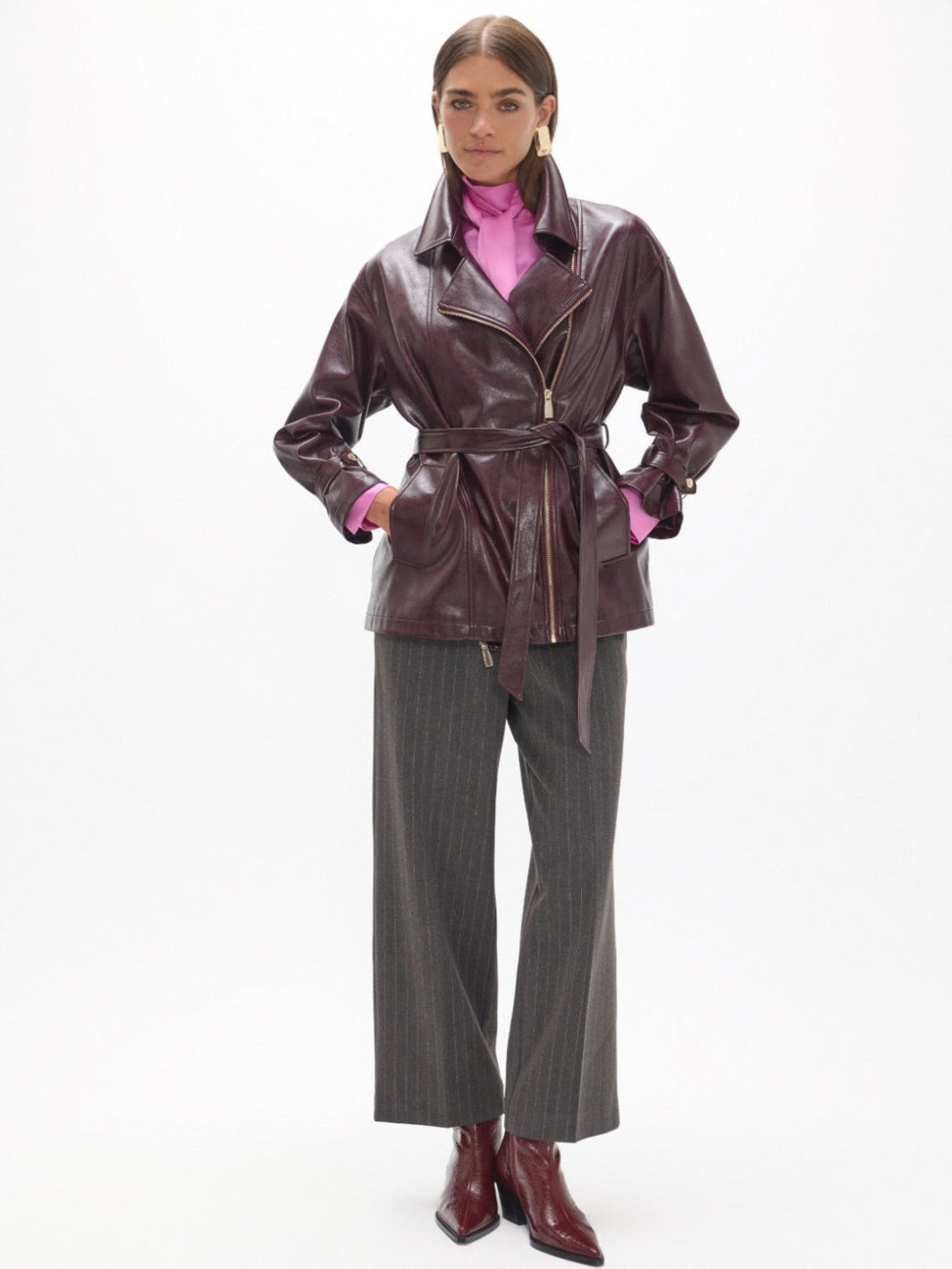 Lola Casademunt Faux Leather Jacket in Burgundy 2602015