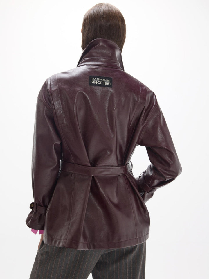 Lola Casademunt Faux Leather Jacket in Burgundy 2602015