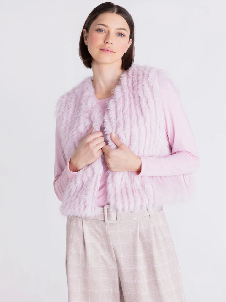 Tuzzi Soft Faux Fur Gilet in Pale Rose 423851