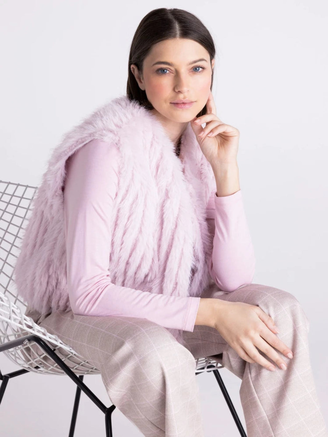 Tuzzi Soft Faux Fur Gilet in Pale Rose 423851