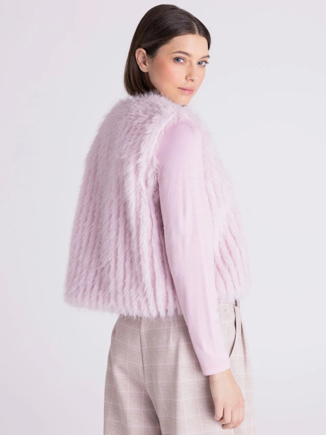 Tuzzi Soft Faux Fur Gilet in Pale Rose 423851