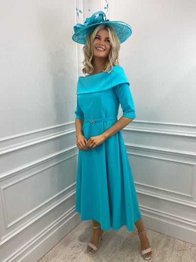 Claudia C -Turquoise Boat Neck-occasion wearNicola Ross