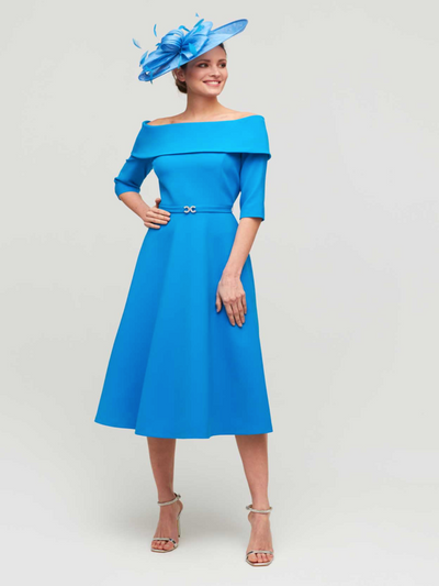 Claudia C Lambrusco -Turquoise Boat Neck-Occasion Wear-Guest of the wedding-Nicola Ross