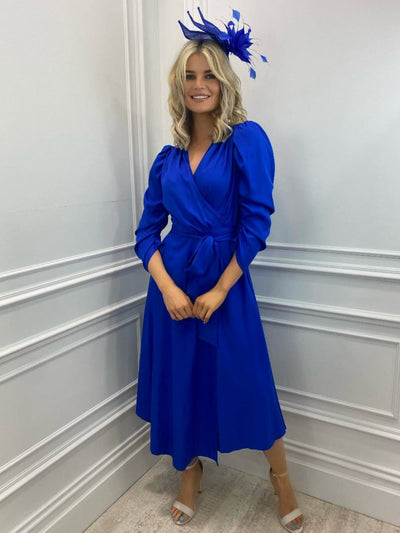 Coco Doll Wrap Dress - Blue-Mother of the bride- mother of the groom -Nicola Ross