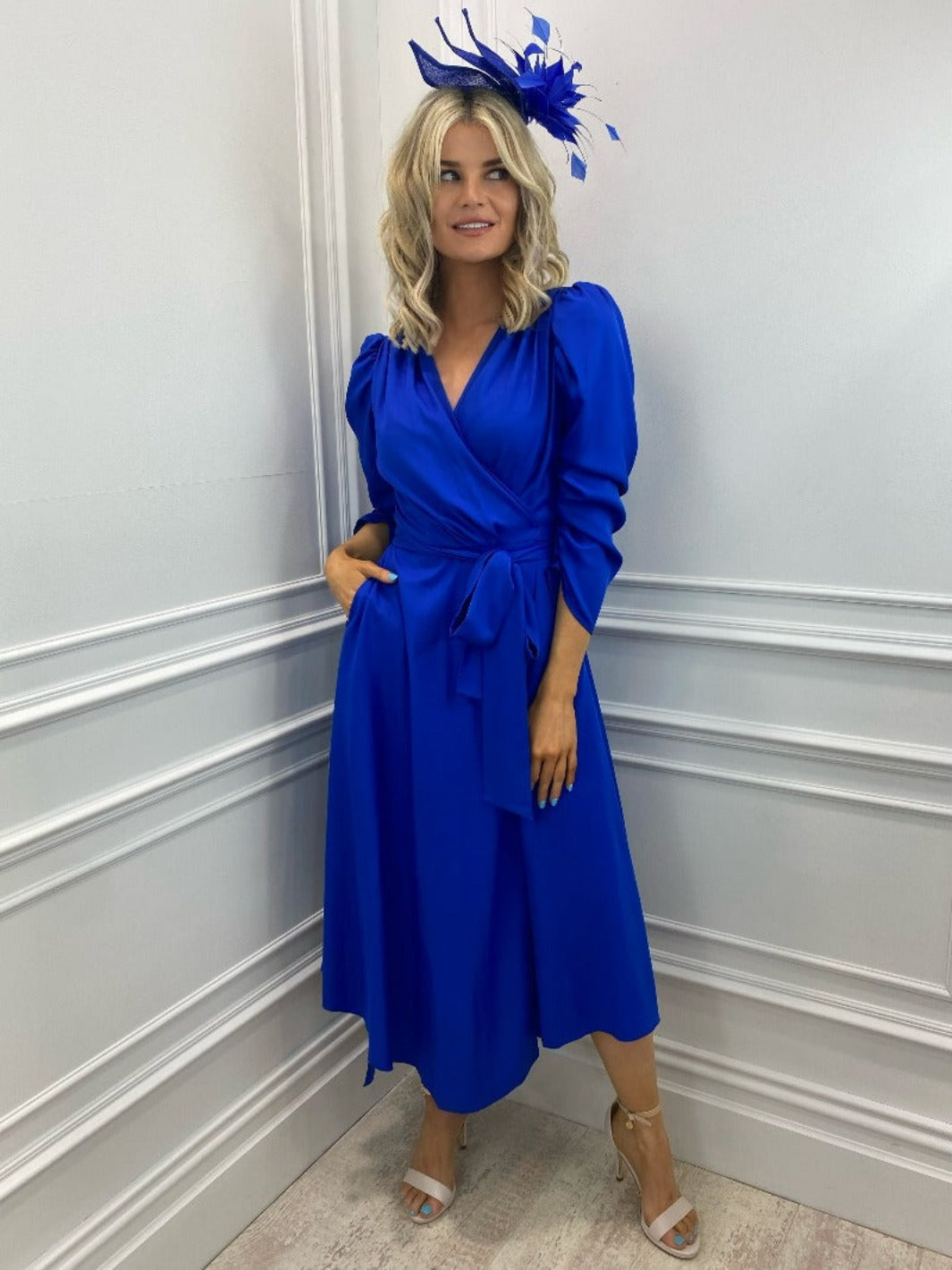 Coco Doll Wrap Dress - Blue-Mother of the bride- mother of the groom -Nicola Ross