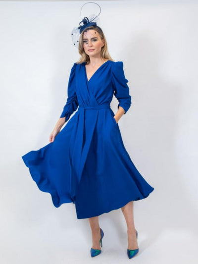 Coco Doll Wrap Dress - Blue-Mother of the bride- mother of the groom -Nicola Ross