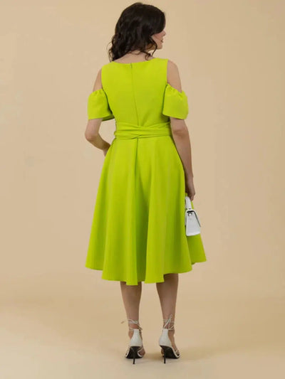 Fee G Hazel Dress In Chartreuse-Occasion Wear-Guest of the wedding-Nicola Ross