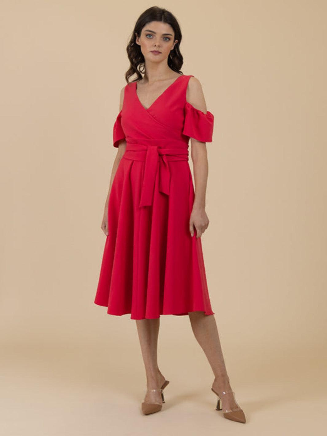 Fee G Hazel Dress In Watermelon-Occasion Wear-Guest of the wedding-Nicola Ross