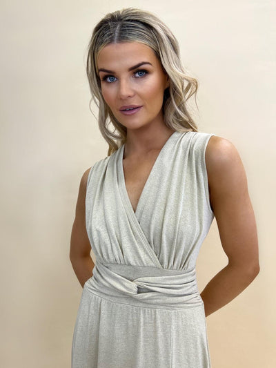 Kate & Pippa Amy Maxi Dress In Soft Oyster Sparkle-Nicola Ross