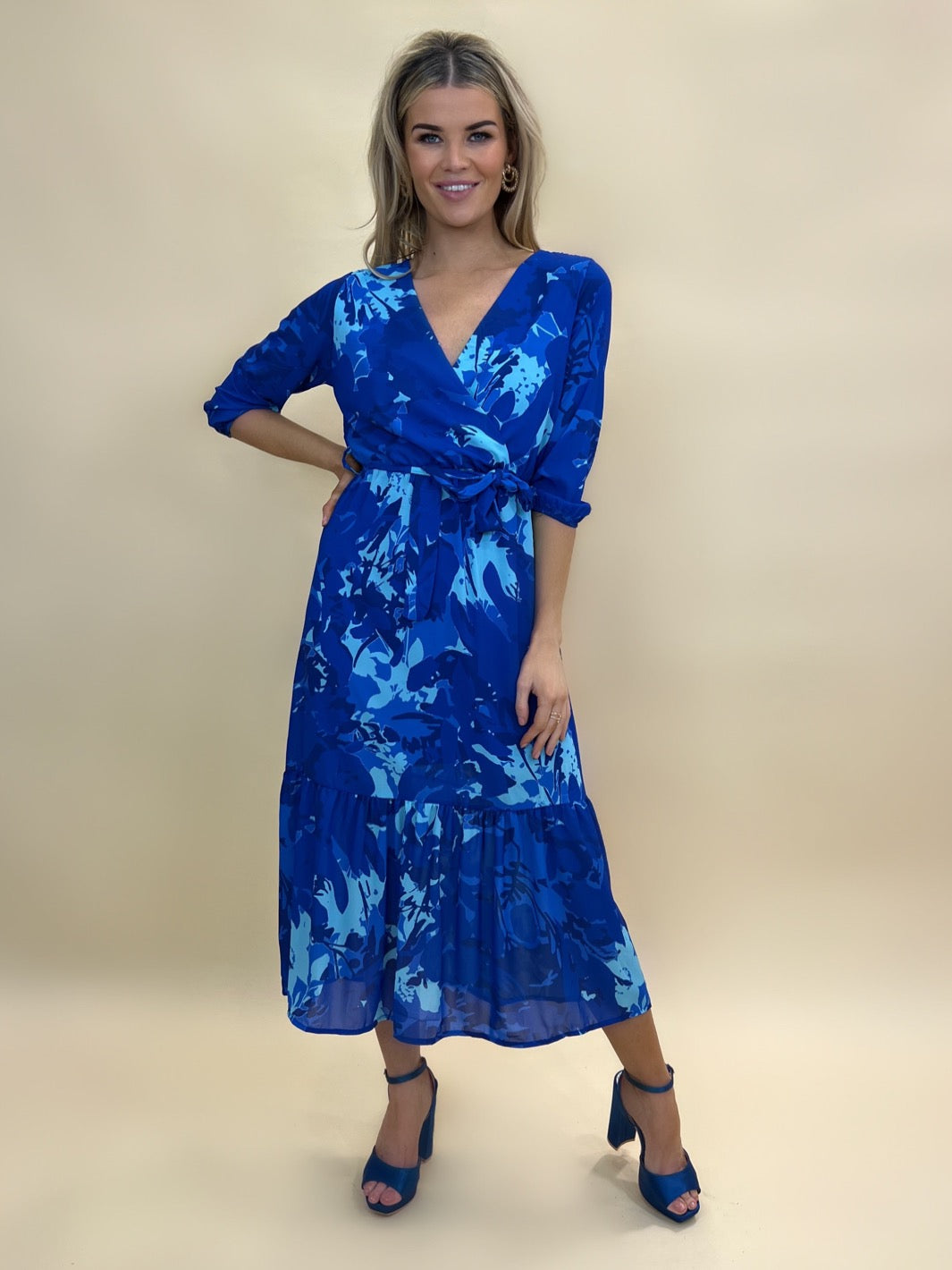 Kate & Pippa Boho Midi Dress In Blue / Royal Print-Nicola Ross