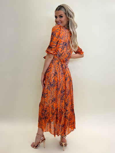 Kate & Pippa SS22 Modena Dress - Orange Flowery Print-Nicola Ross