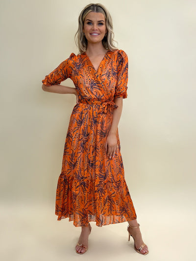 Kate & Pippa SS22 Modena Dress - Orange Flowery Print-Nicola Ross