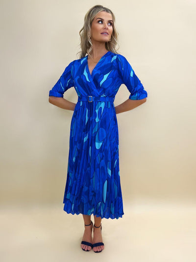 Kate & Pippa Positano Midi Dress In Blue / Royal Print-Nicola Ross
